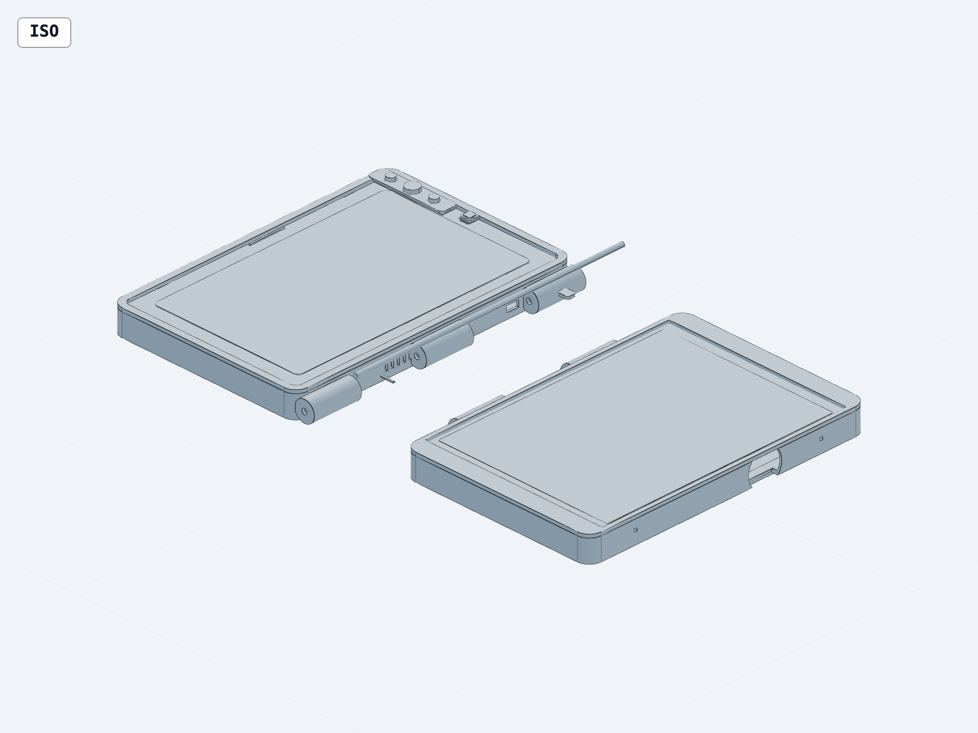 Forever Book orange and clear leaves detached beside the removable hinge pin and USB-C bridge